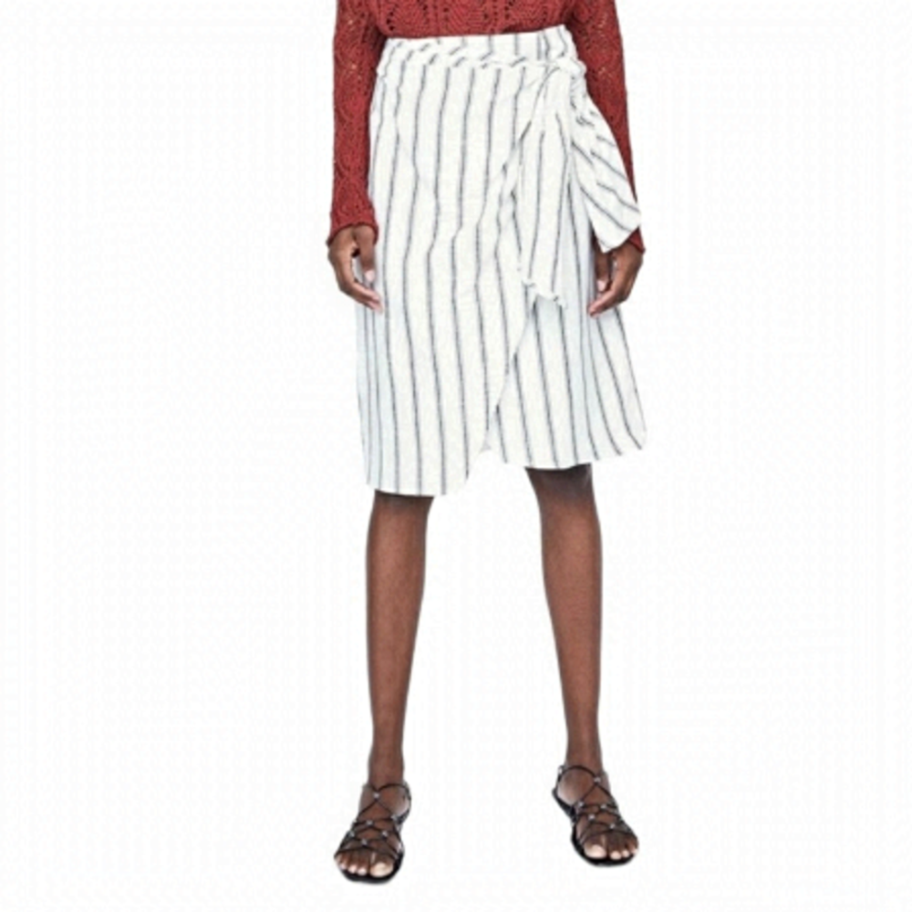 ZARA black and white side tie striped tulip skirt size XS
